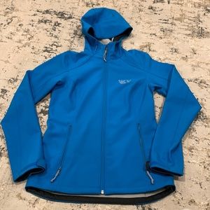 MOUNTAIN HARDWEAR Soft shell lined XS water resistant hooded zip  (preowned)